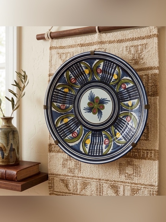 The Unbranded Brand Other - Vintage Hand-Painted Blue Ceramic Decorative Wall Plate
